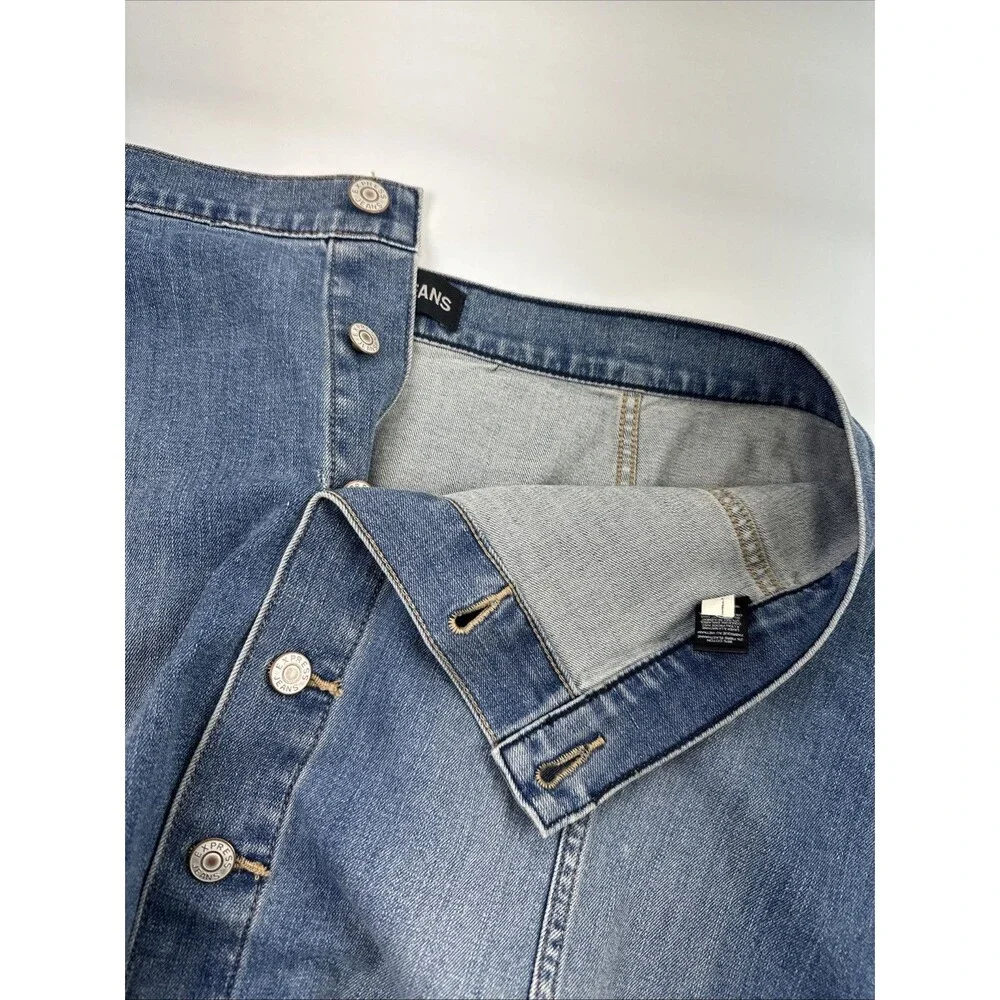 Express Jeans Denim Midi Skirt Button Front A-line Western Country Boho Women 14